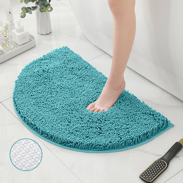 Semicircular Bath Mat Anti-slip Bathroom Rug Semicircular Chenille Bath Mats Super Soft Washable Quick Dry Shower Mat