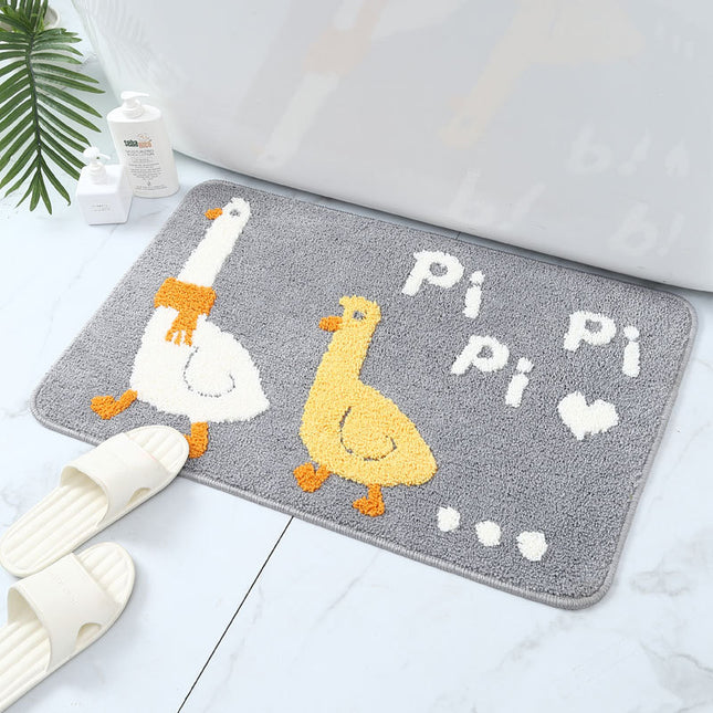 Bathroom Rugs Cute Duck Bath Mat, Soft Shower Rug - Plush Microfiber Funny Bath Mats - Absorbent Thickened Shaggy Floor Mat