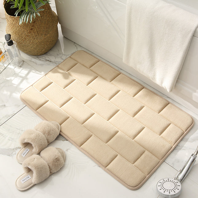 Memory Foam Bath Rug, Square Ultra Soft Absorbent Bathroom Mats, Non-Slip Bathroom Floor Mat, Machine Washable Bathroom Floor Mat