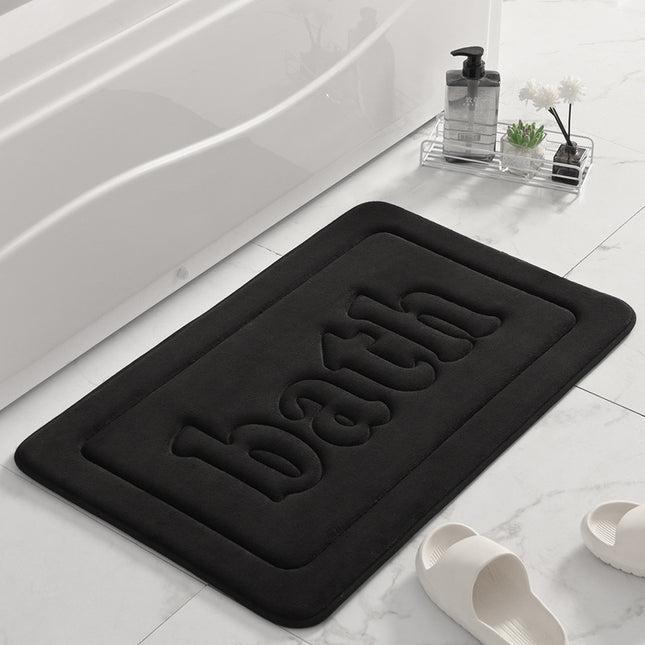 Thickened Bath Mats Memory Cotton Embossed Alphabet Bath Mat Super Soft Non-Slip Bathroom Rug Super Absorbent Bath Mat Foot Mat