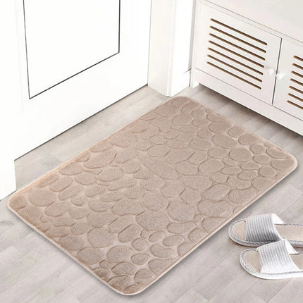 Pebble Embossed Bath Mat Coral Velvet Non-Slip Bathroom Rug Floor Absorbent Mat Ideal for Bathrooms, Toilets, Showers