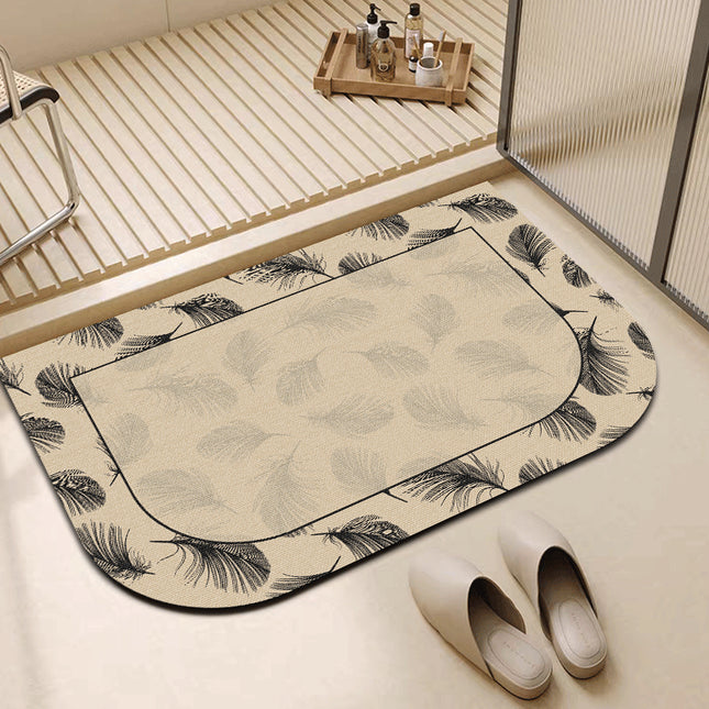 Leaf Diatomaceous Earth Bath Mats, Absorbent Quick Dry Bathroom Shower Mat, Non-Slip Diatomaceous Earth Bathroom Rugs