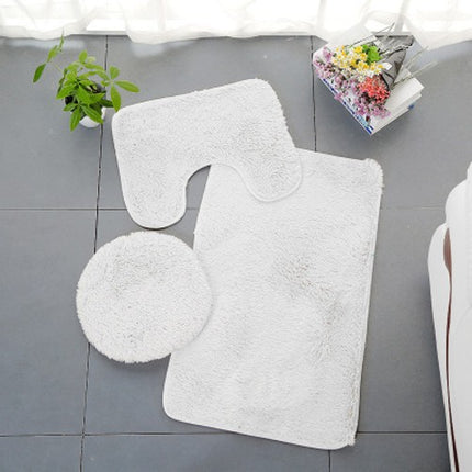 Soft Microfiber Bathroom Rug Set of 3, Absorbent Non-Slip Bathroom Rug Set of 3 with Plastic Dot Pile Backing for Bathroom Use