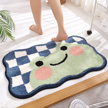 Tapis de salle de bain en forme d'animal, tapis de bain mignon, tapis de douche doux en microfibre en peluche, tapis de bain antidérapant, tapis de sol absorbant et épais à poils longs