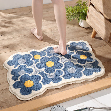 Floral bathroom rugs non-slip bathmat, soft microfiber bathroom mat, living room, shower super absorbent floor mat