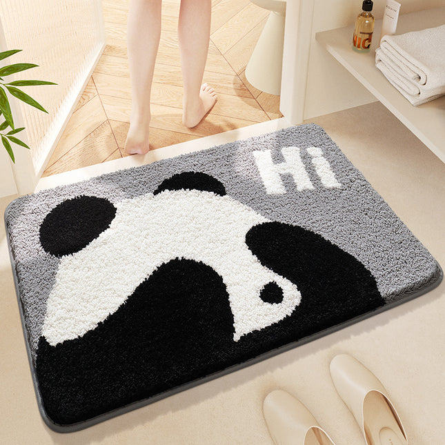 Panda Pattern Bathmat Cute Non-slip Soft Bath Mats Thick Microfiber Kawaii Animal Bathroom Mat Machine Washable Bathroom Rugs