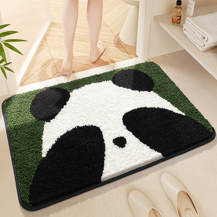 Panda Pattern Bathmat Cute Non-slip Soft Bath Mats Thick Microfiber Kawaii Animal Bathroom Mat Machine Washable Bathroom Rugs