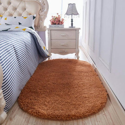 Oval Soft Fluffy Shaggy Area Rug Non-Slip Plush Faux Fur Floor Carpets for Bedroom Living Room Home Decorative