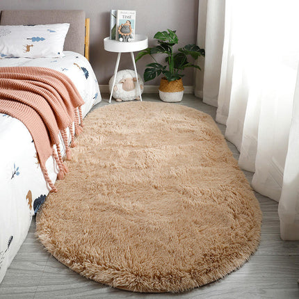 Oval Shaggy Bedroom Rug  Fluffy Area Rugs for Girls Boys Kids Room Nursery Floor Carpet Home Decoration