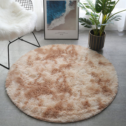 Soft Round Fluffy Girls Boys Bedroom Rugs, Fluffy Tie Dye Round Area Rugs for Nursery Kids Room Cute Bedside Home Decor Rugs