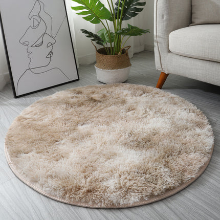 Soft round rugs, plush tie-dyed rugs, cute shaggy tie-dyed round rugs for children's room decor and living room bedroom sofa bedside