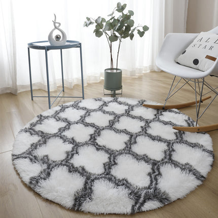 Round Striped Carpet Fluffy Bedroom Carpet Shaggy Bedroom Bedside Home Rugs Soft Modern Shaggy Rugs for Home Decoration