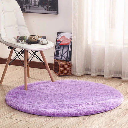 Tapis rond, tapis moelleux, tapis en fourrure super doux, lavable en machine, adapté aux tapis de chambre d'enfant et de bébé