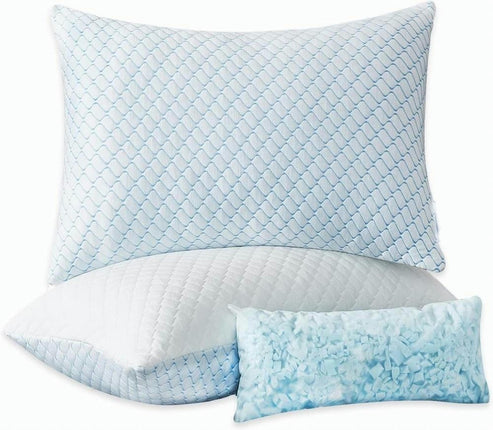 Shredded Memory Foam Pillows with Adjustable for Back Side Stomach Sleepers Queen Pillow