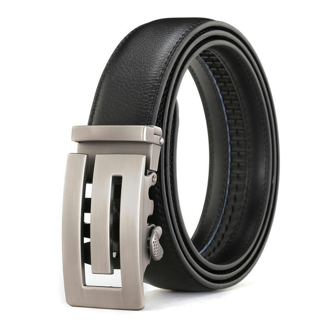 Mens Ratchet Belt, Leather Adjustable Slide Belt For Men Dress Casual Pant