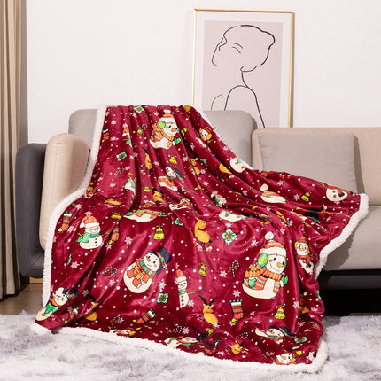 Facecloth Blanket Lambswool Blanket Thickened Digital Christmas Printed Lambswool Napping Blanket Camping Blanket Furry Bed Blanket