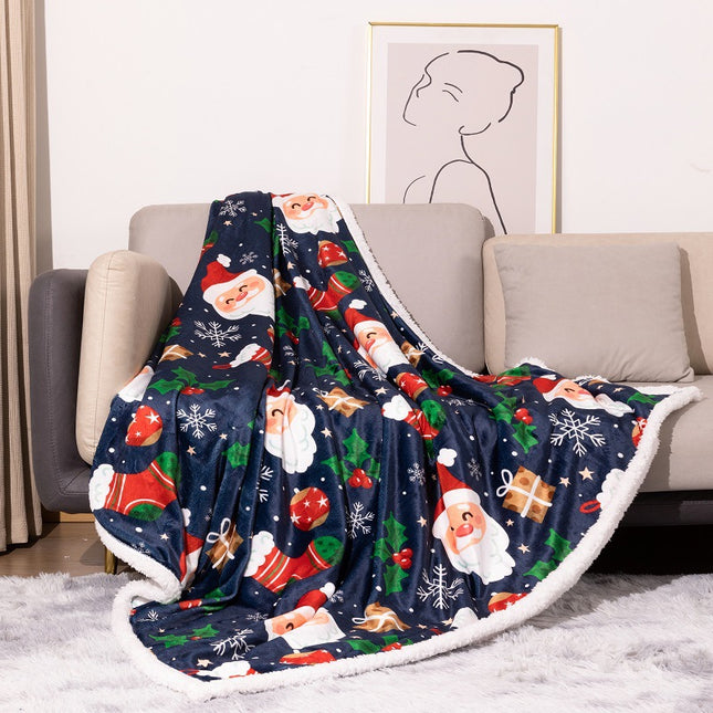 Facecloth Blanket Lambswool Blanket Thickened Digital Christmas Printed Lambswool Napping Blanket Camping Blanket Furry Bed Blanket