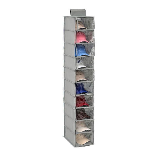 10 Shelf Version Hat Organizer for Closet with Dust Shield & Storage Pockets