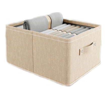 Open Storage Bins with Handle Clothes Organizer Container Linen Fabric Foldable Basket