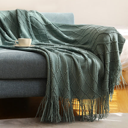 Solid Color Blanket Scandinavian Soft Knitted Blanket Bed Sofa Blanket, Cover Blanket Tail Bed Blanket Sofa Throw With Tassel Decoration