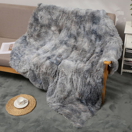 Throw Blanket, Solid Tie -Dye PV Plush Soft Blanket Fuzzy Long Hair Shaggy Blankets Fluffy Warm Cozy Blankets for Bed Couch Sofa